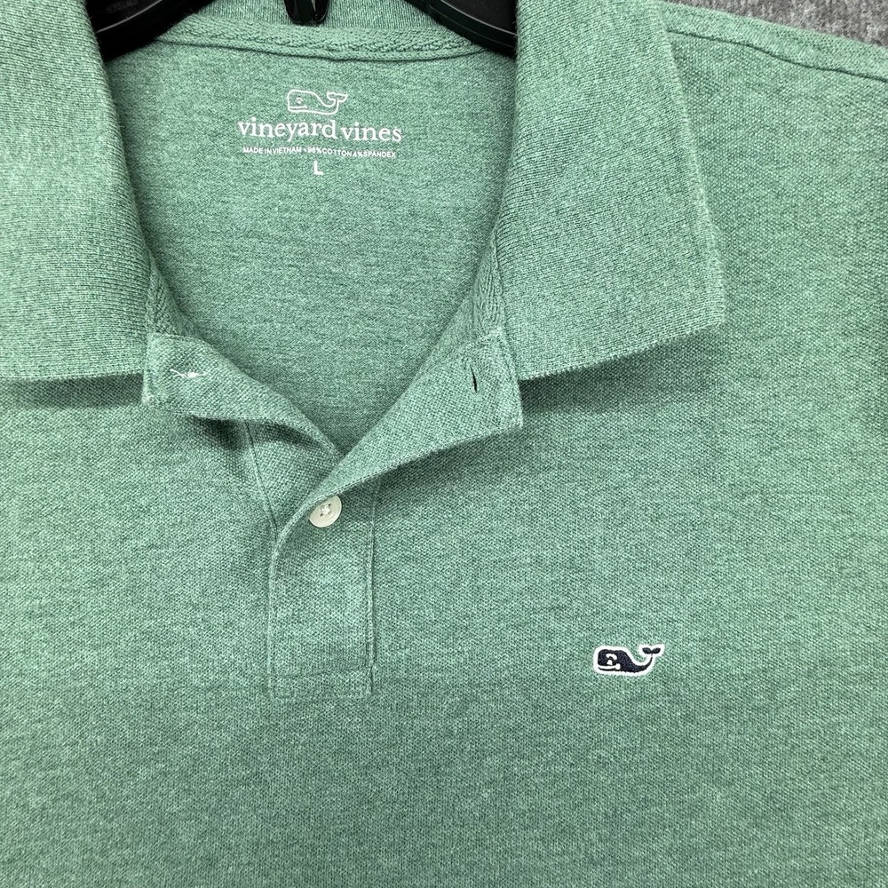 Vineyard‎ Vines Polo Shirt Green Pima Cotton Spandex Stretch Whale Large